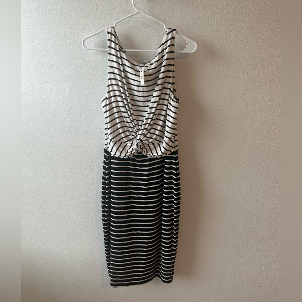 Bailey 44 Black and White Striped Midi Dress